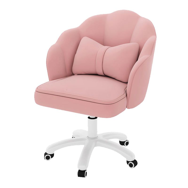 White Nylon Frame Modern Computer Desk Chair Upholstered Task Chair with Wheels White-Sponge