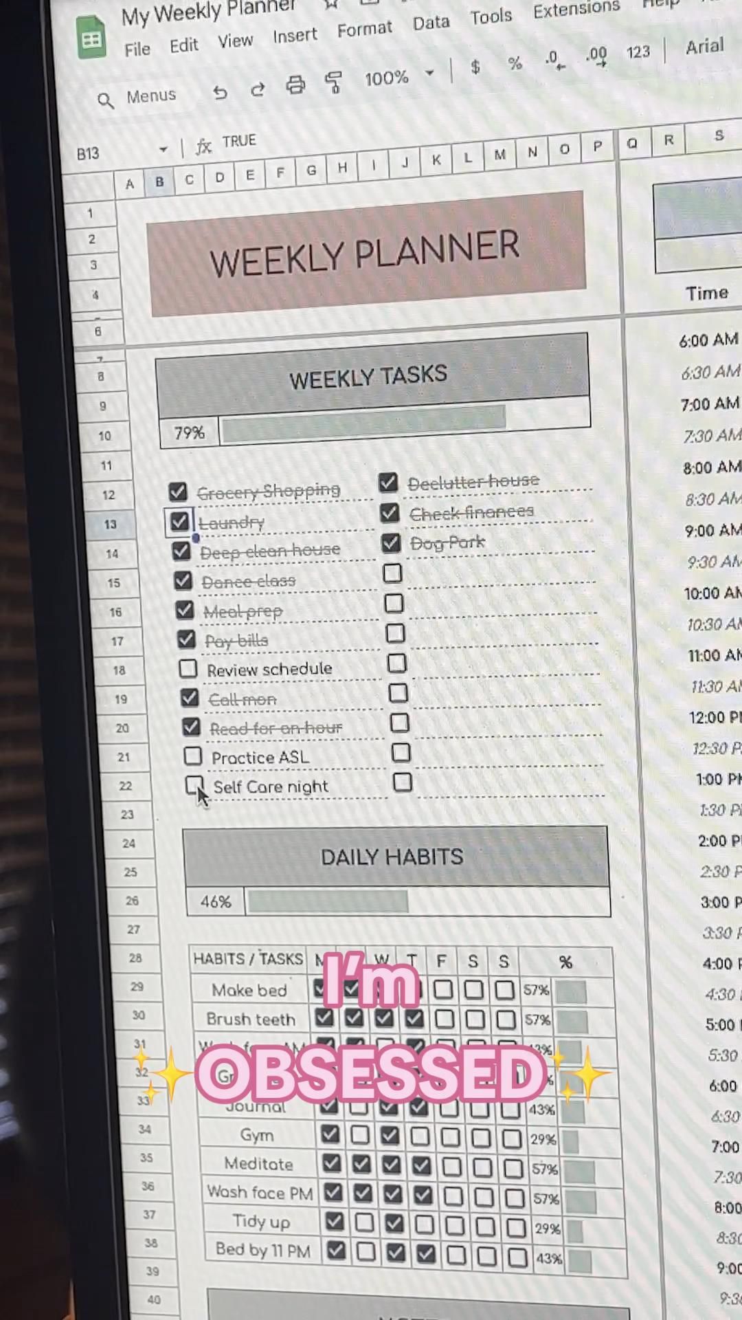 Weekly Planner | Google Sheets Template