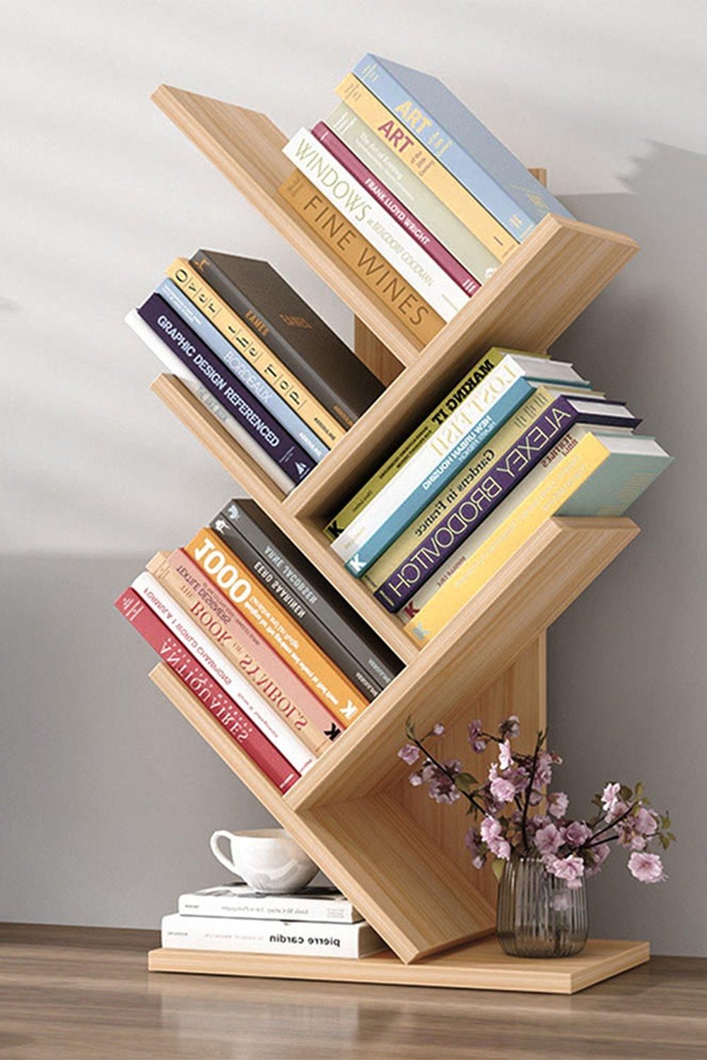 Shelves & Bookcases | 5 Tier Rustic Standing Tree Bookshelf | Living and Home