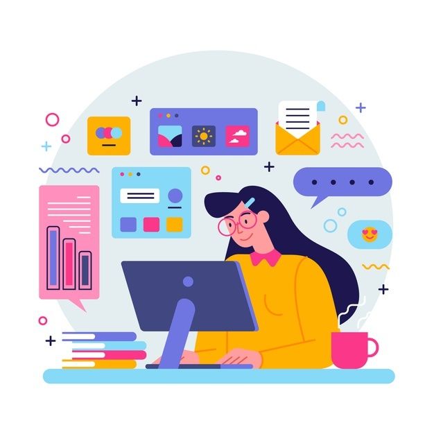 Concepto de multitarea de mujer joven | Vector Gratis